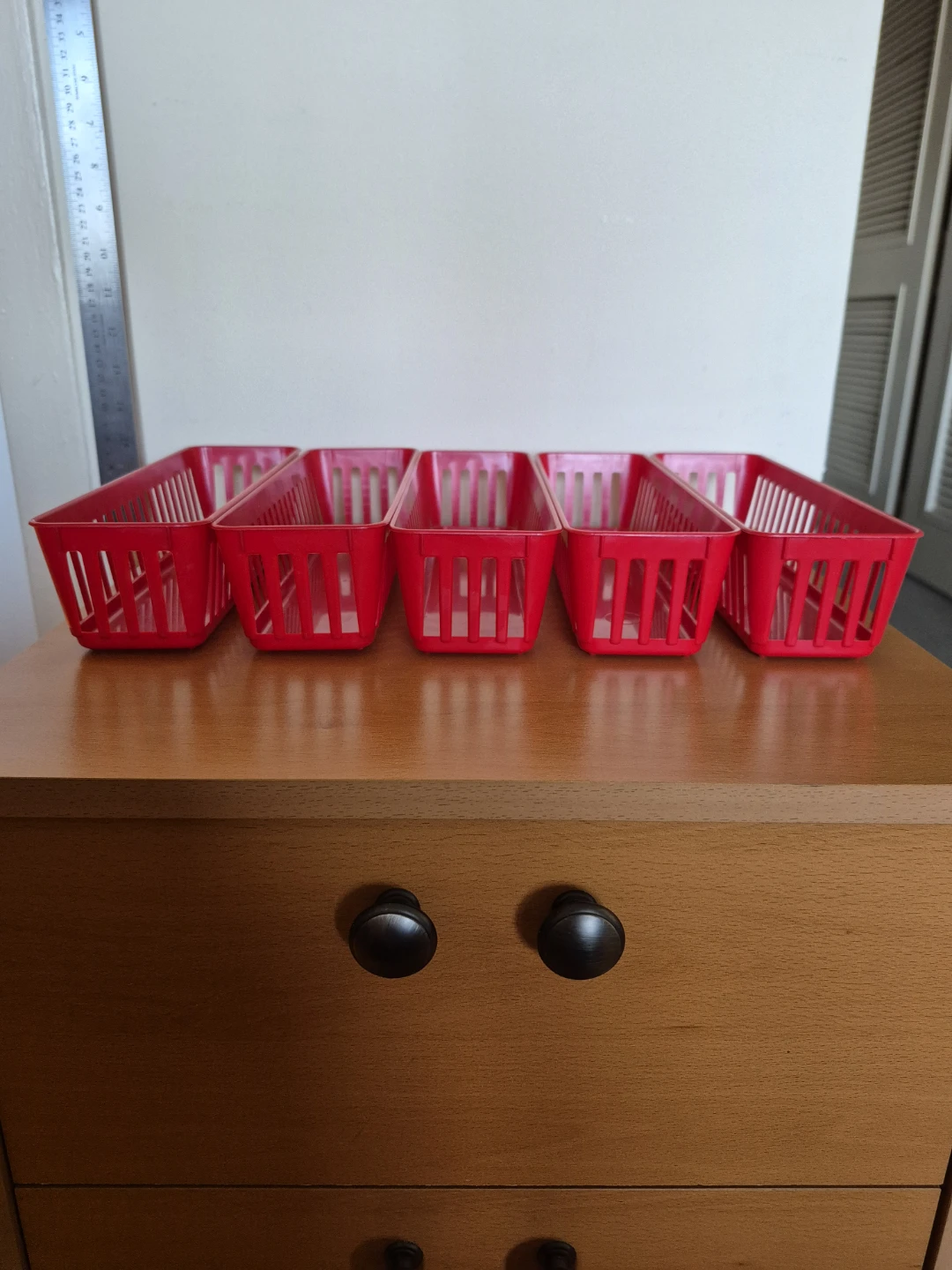 5 Red Organizer/Storage Baskets/Bins (Vintage, Made in USA) - photo 3
