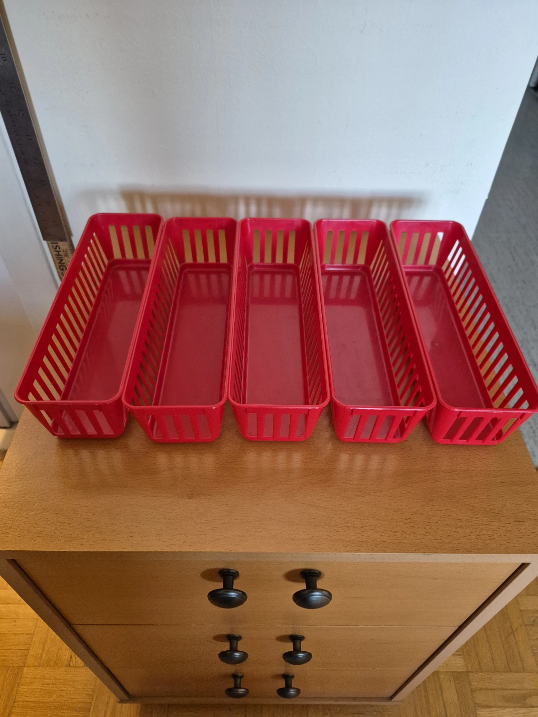 5 Red Organizer/Storage Baskets/Bins (Vintage, Made in USA) - photo 4