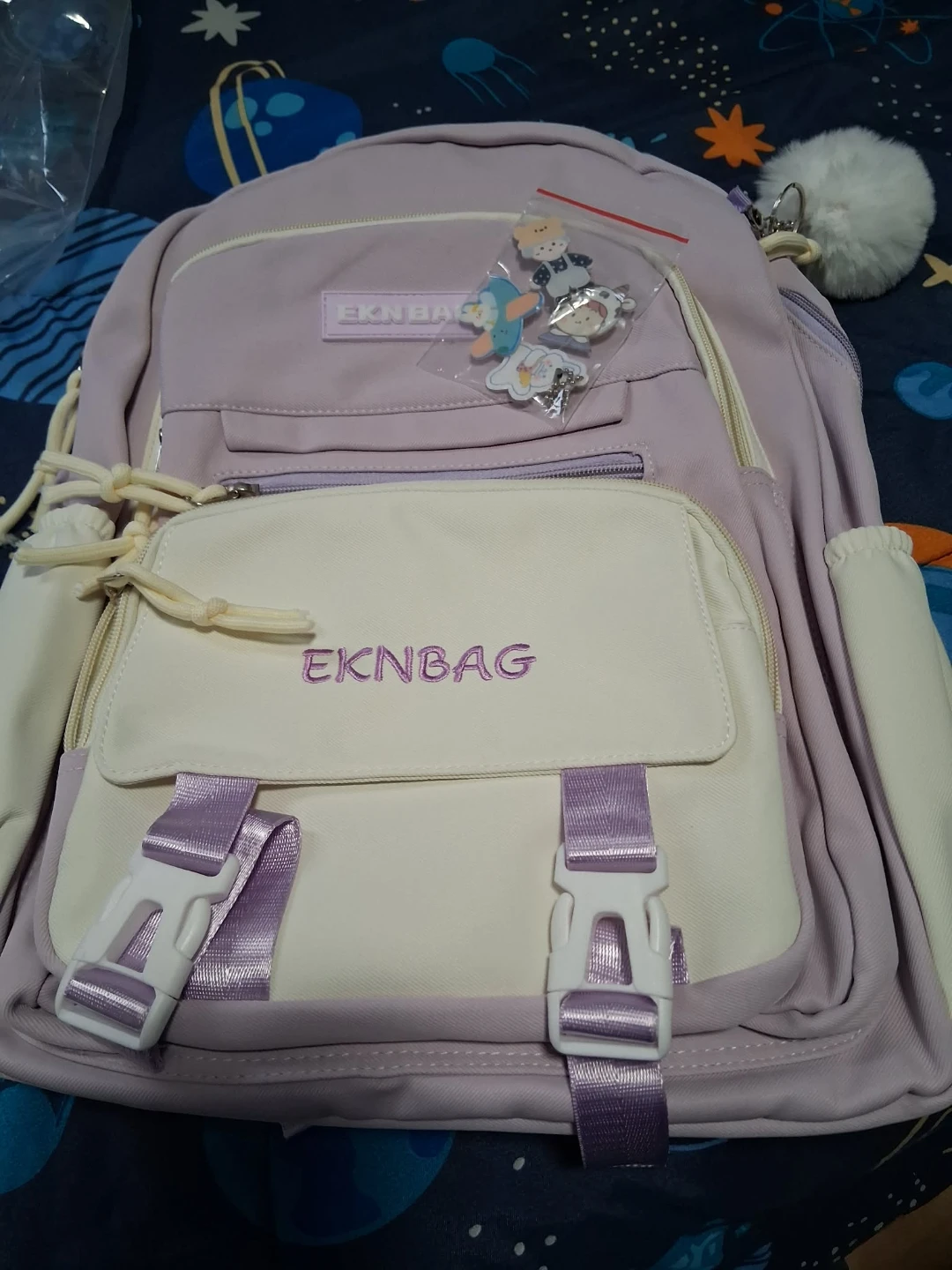 Eknbag Pastel Lavender Backpack with Cream Accents