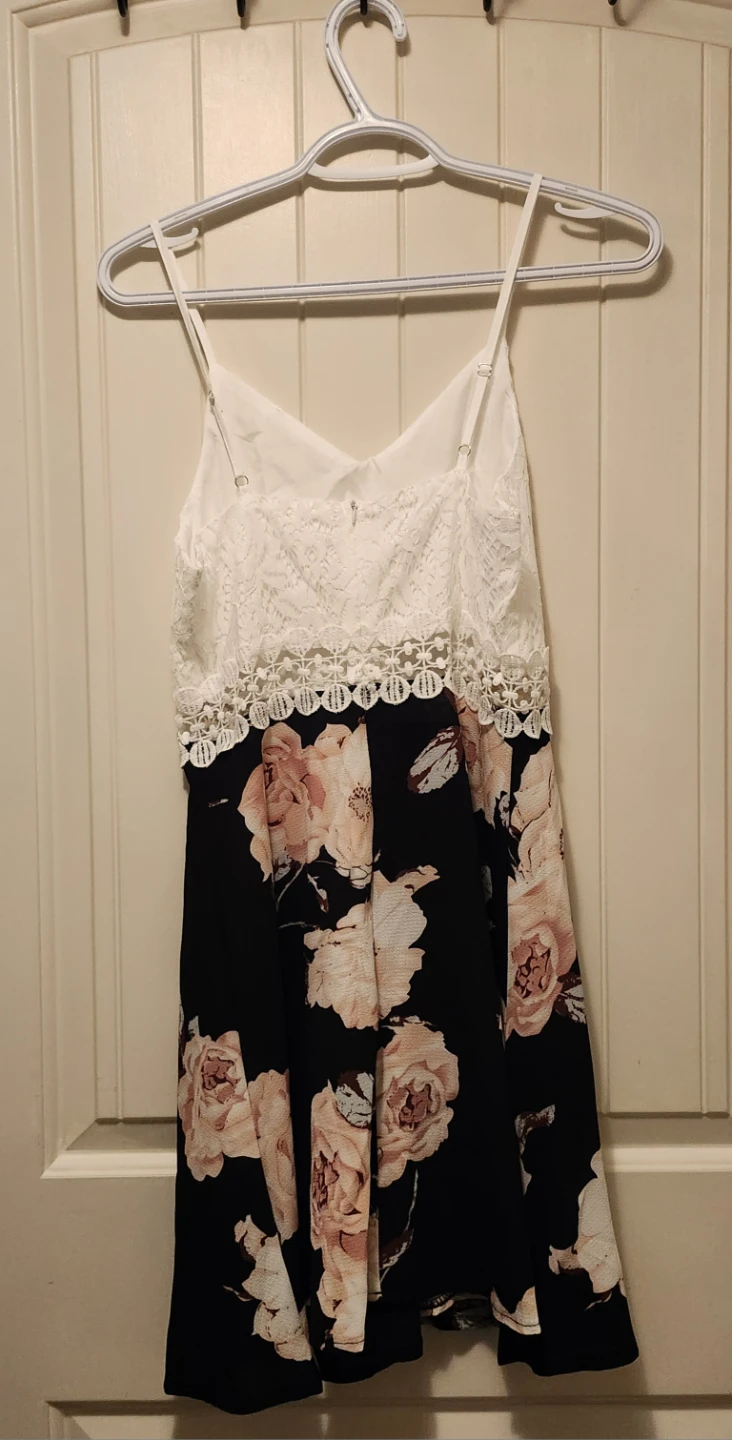 Floral Print Dress with Lace Top - photo 2