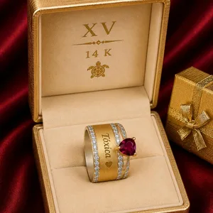 14K Gold Heart Ring and Pendant Set