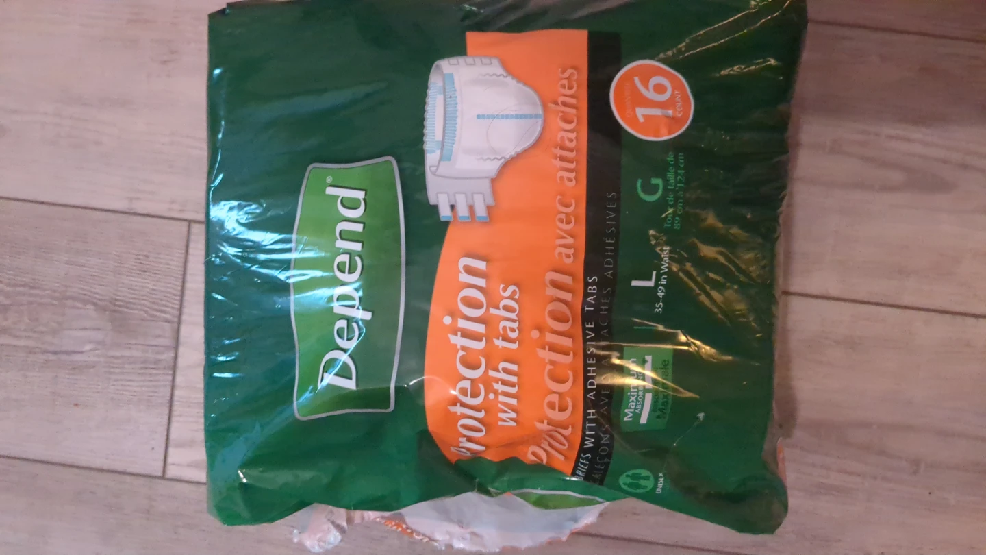 Depend Protection with Tabs Briefs - Size L - 16 Count