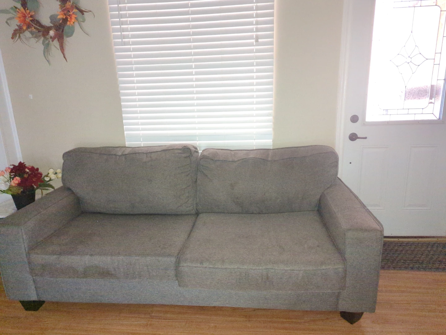 Grey Fabric Loveseat Sofa