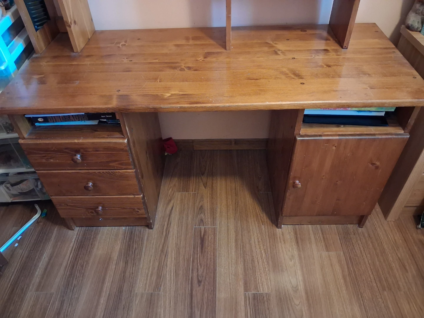 Hard Wooden Desk with shelving. - photo 3