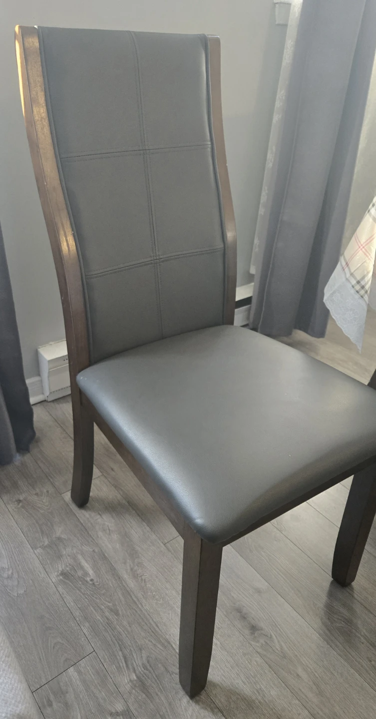 Dining Chair with Grey Faux Leather Seat and Back - photo 2