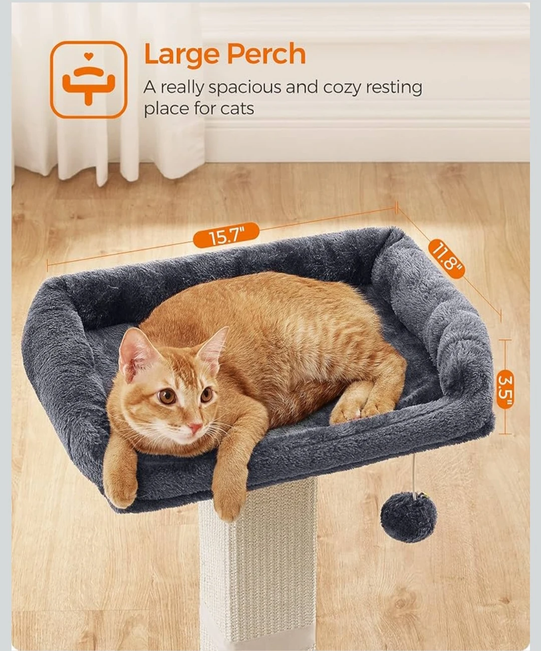 Feandrea Cat Scratching Post with Large Perch - photo 3