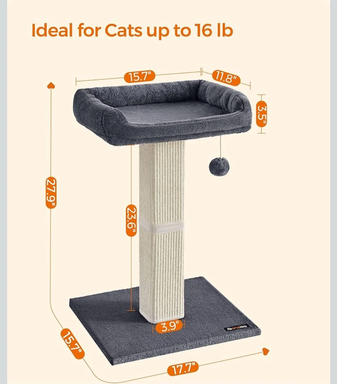 Feandrea Cat Scratching Post with Large Perch - photo 4