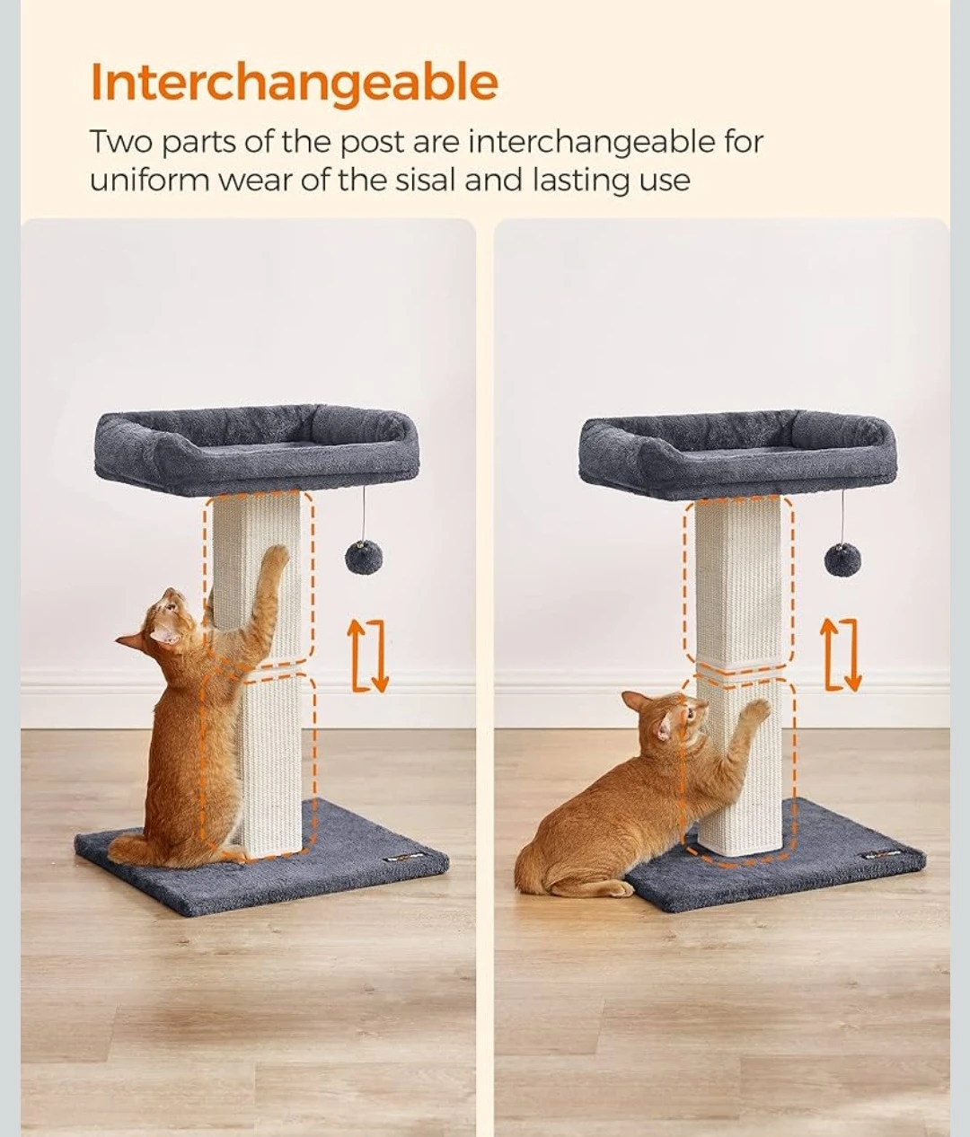 Feandrea Cat Scratching Post with Large Perch - photo 5