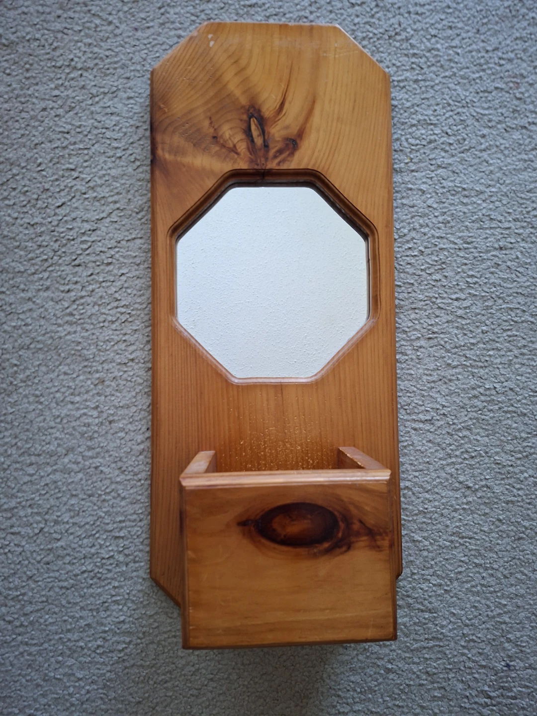 Wooden Wall Mirror with Holder