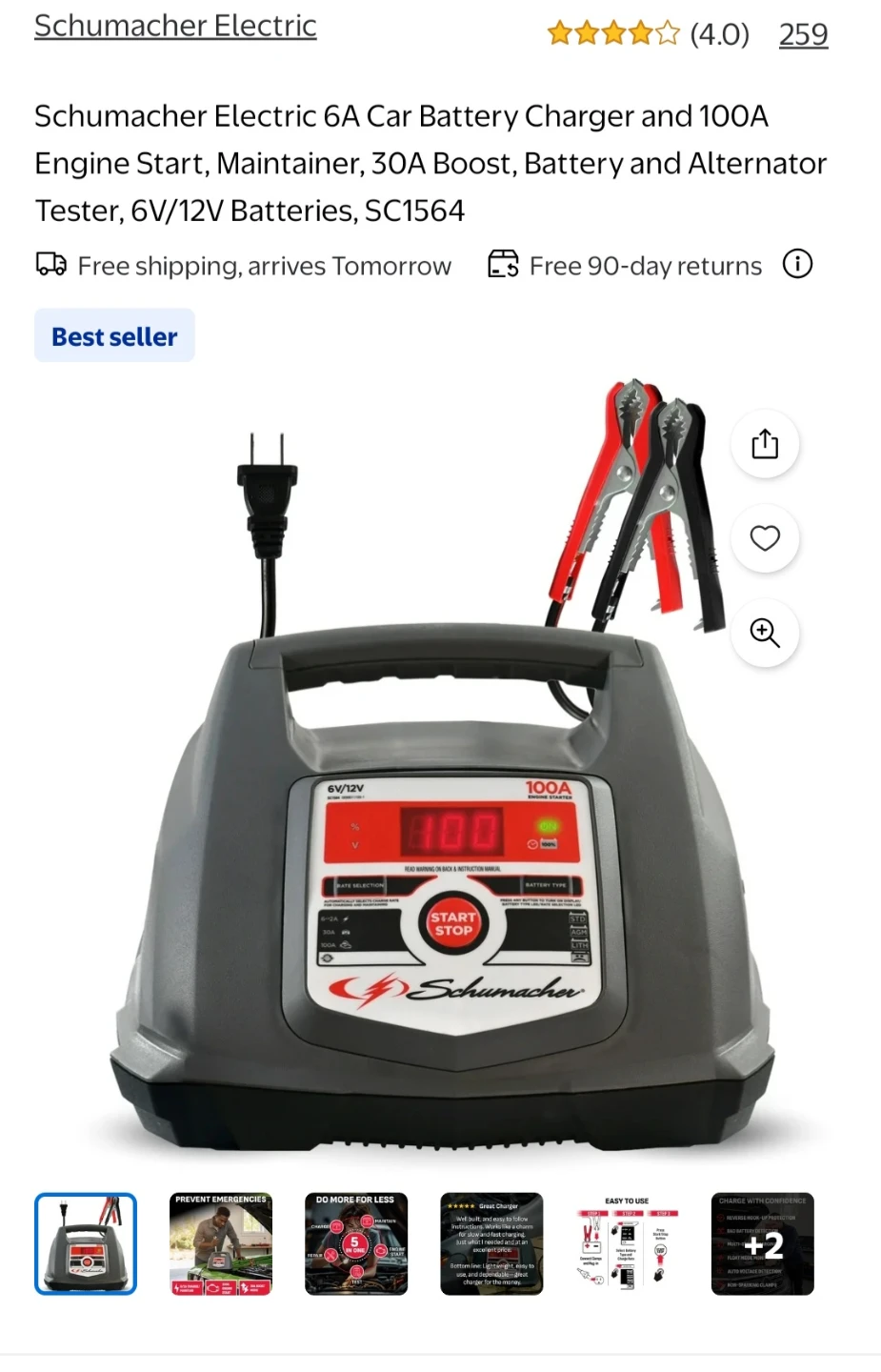 Schumacher 6A Battery Charger and 100A Engine Start
