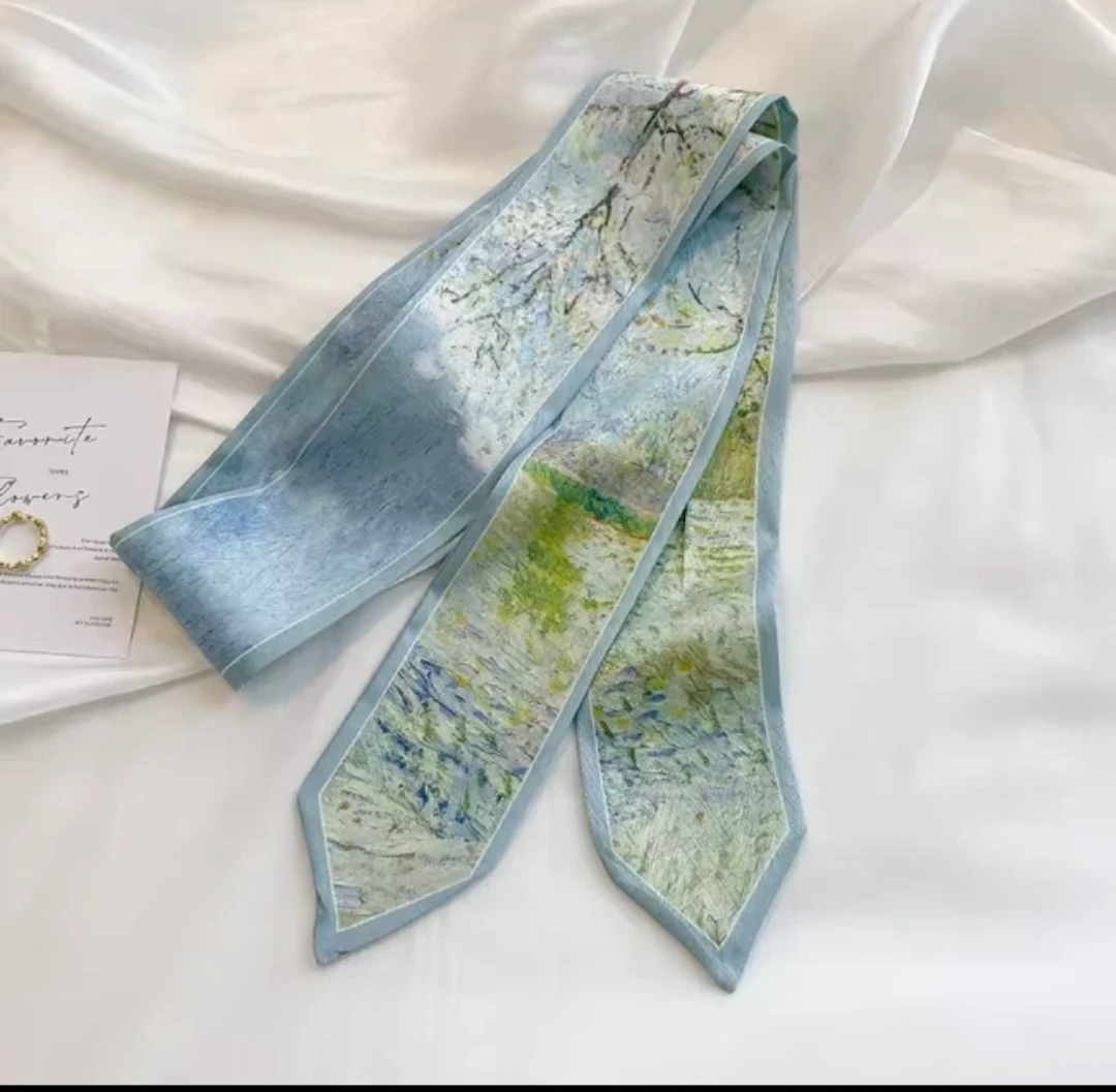 Brand New Artistic Print Silk Scarf