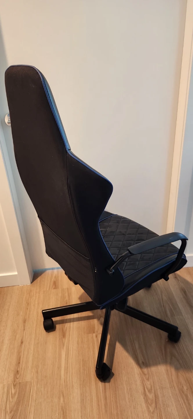 Black Gaming Chair with Blue Trim - photo 5