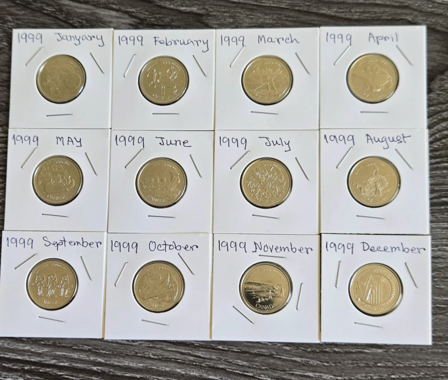 1999 Canada Millennium set 12 coins 25 Cents.