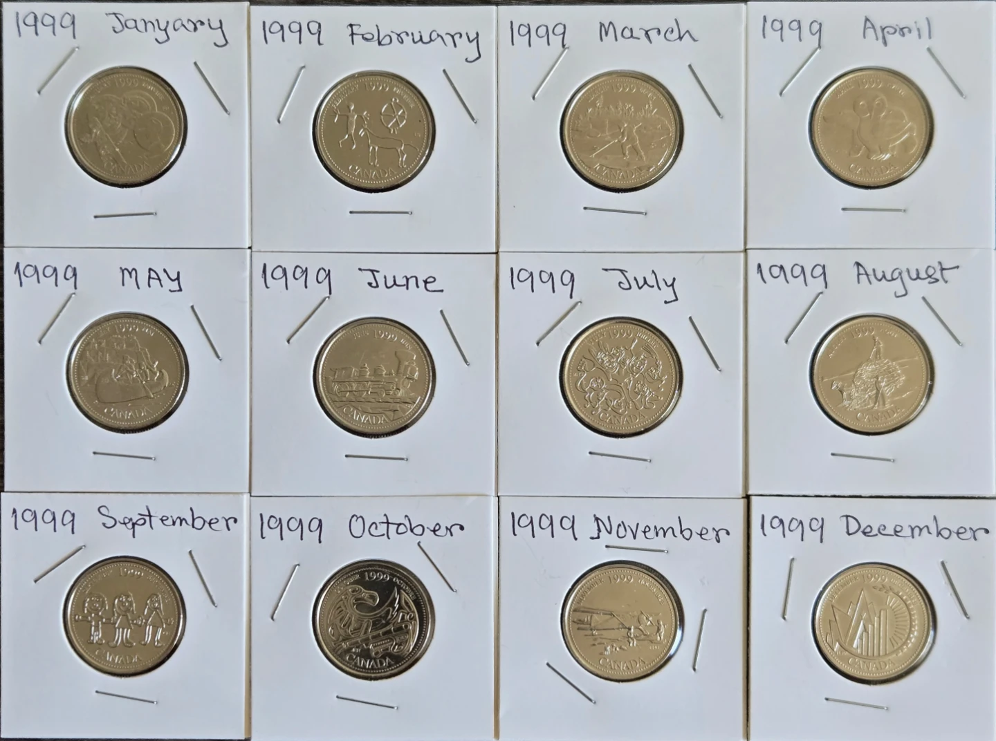 1999 Canada Millennium set 12 coins 25 Cents. - photo 2