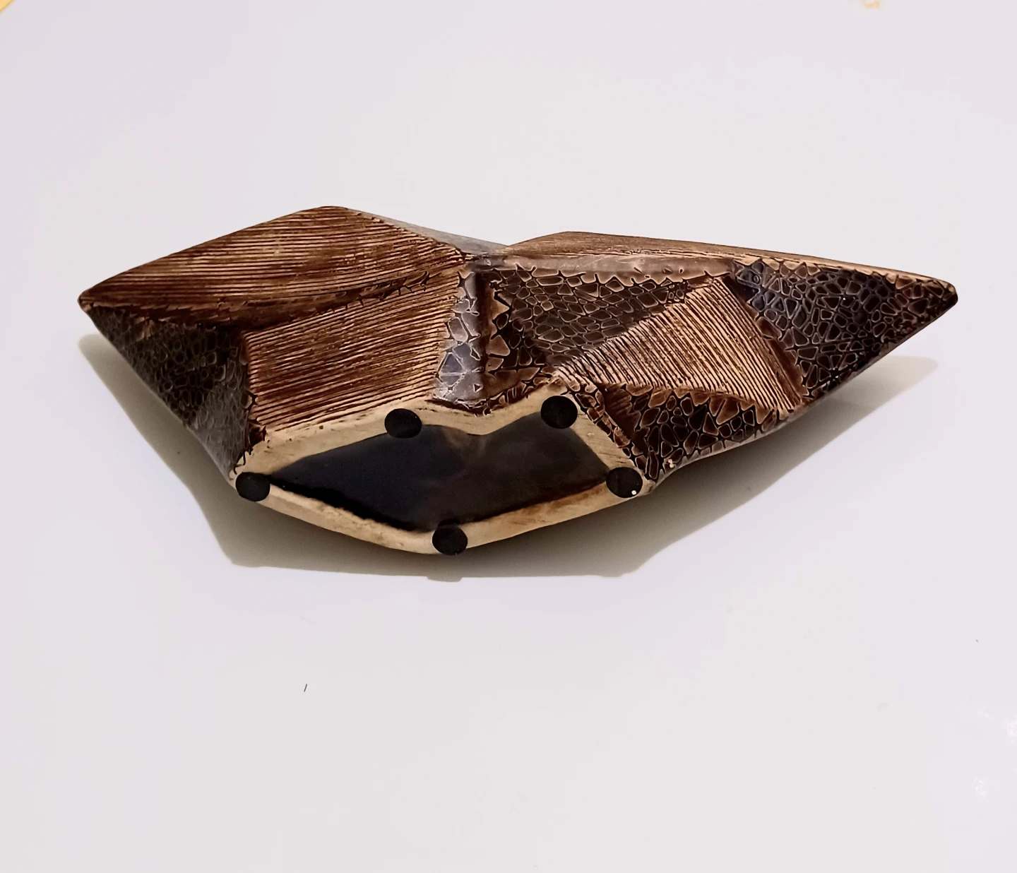 Handmade Textured Ceramic Boat Vase - photo 4