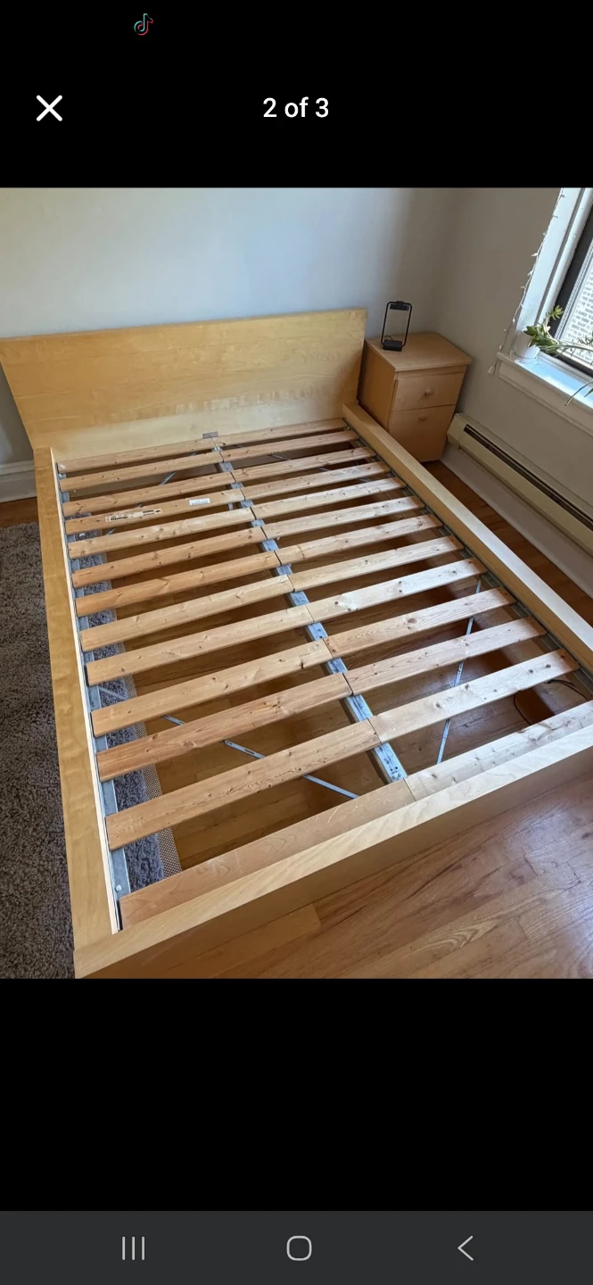 Queen Bed Frame and mattress with night stand - photo 2