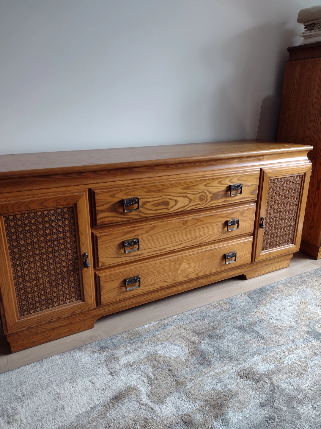 Solid Wood Dresser with Cane Accents