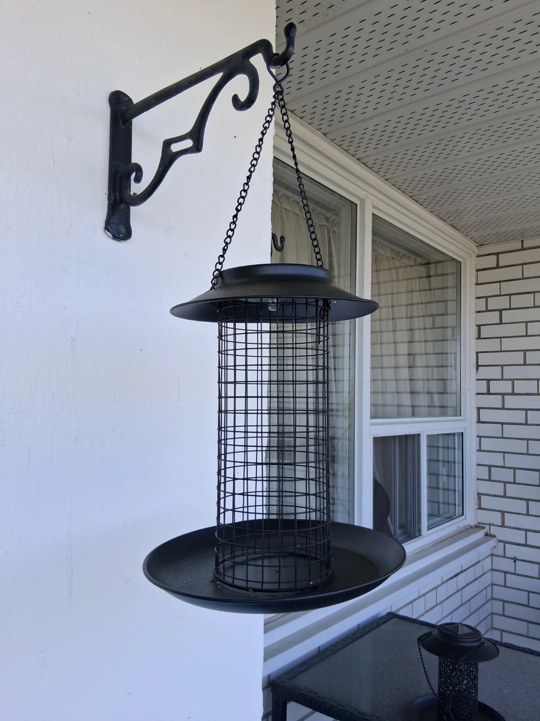 Black Metal Hanging Bird Feeder