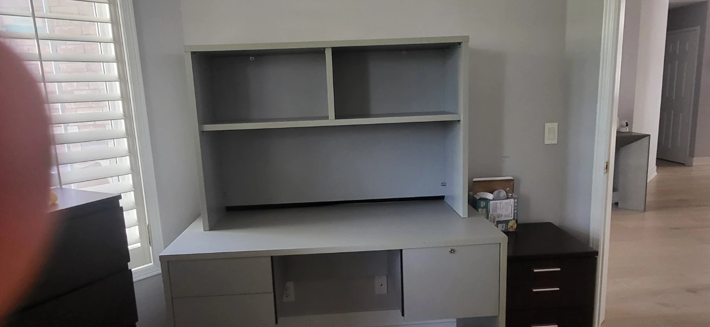 Grey Desk with Hutch