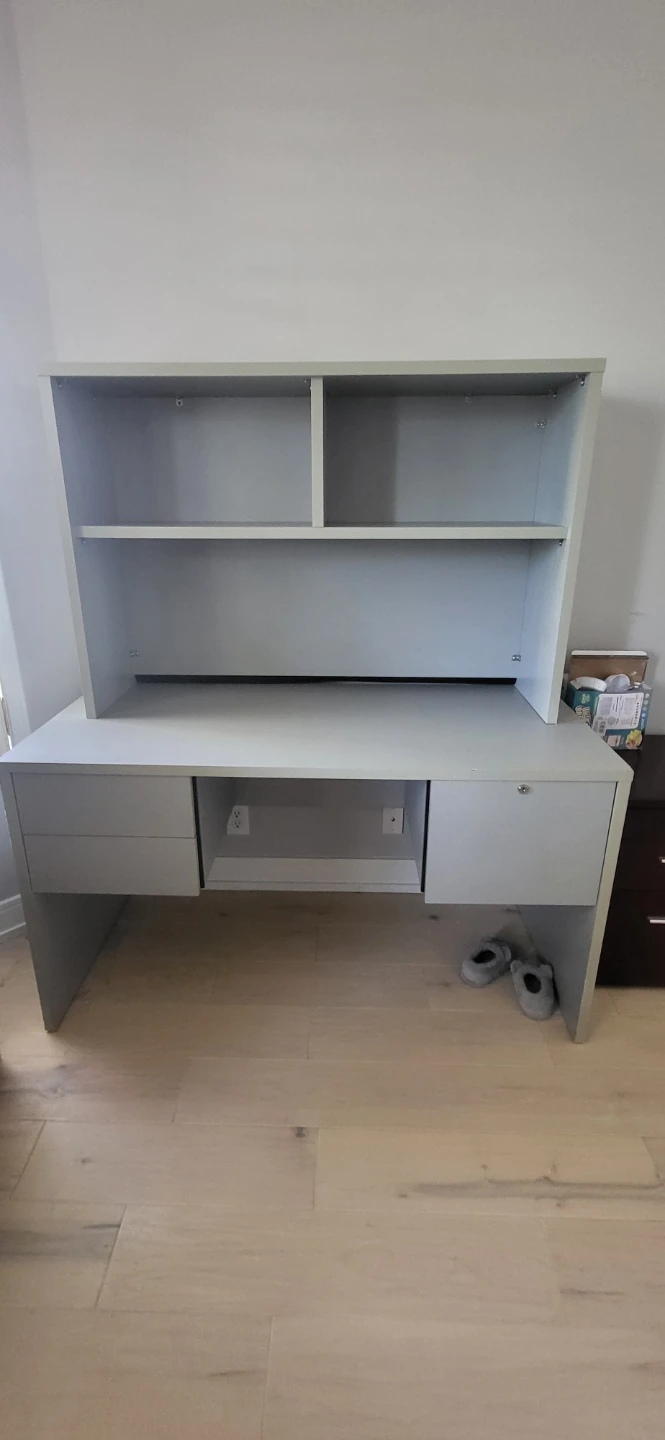 Grey Desk with Hutch - photo 2