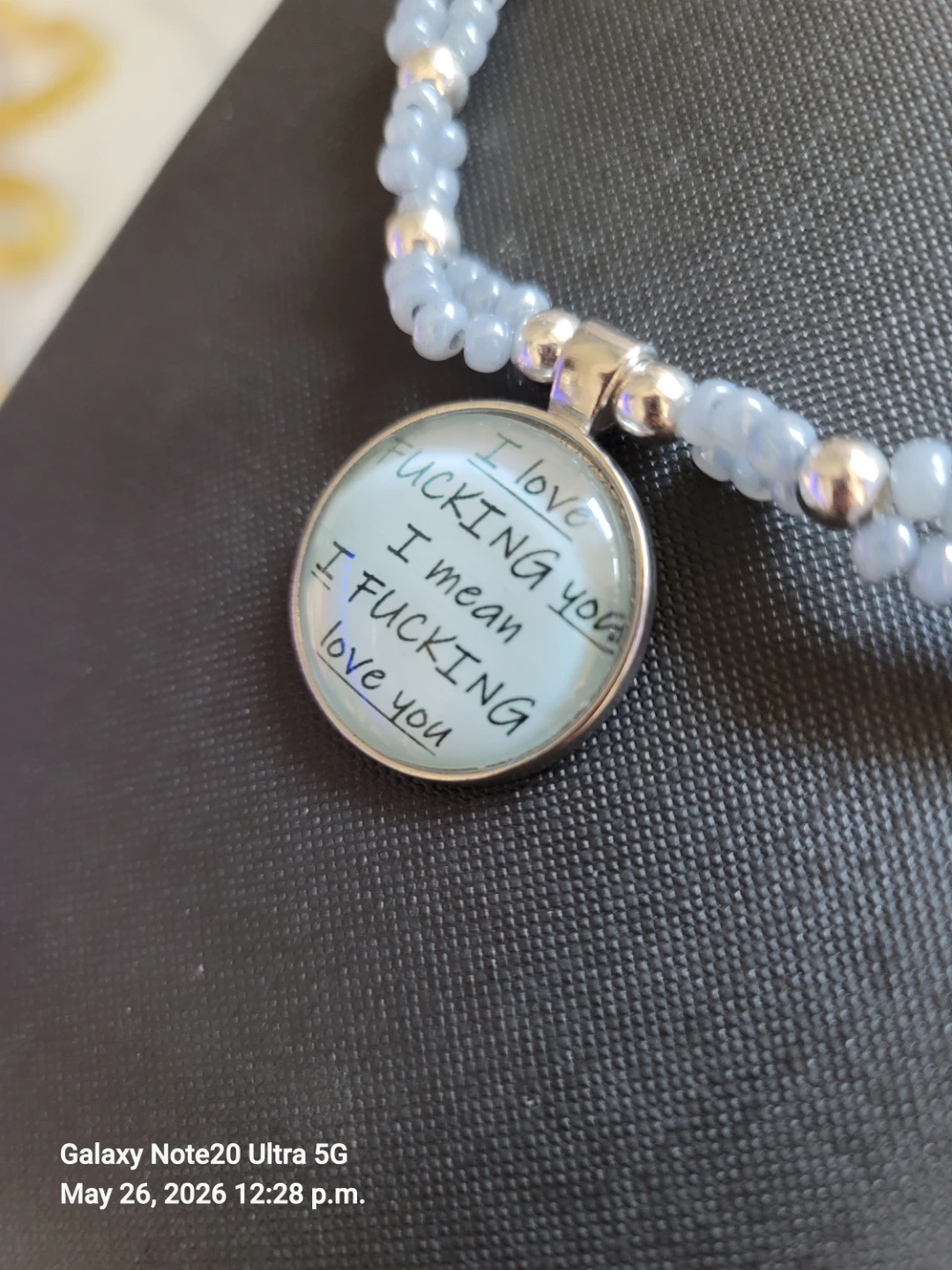 Beaded Bracelet with 'I Fucking Love You' Charm - photo 4
