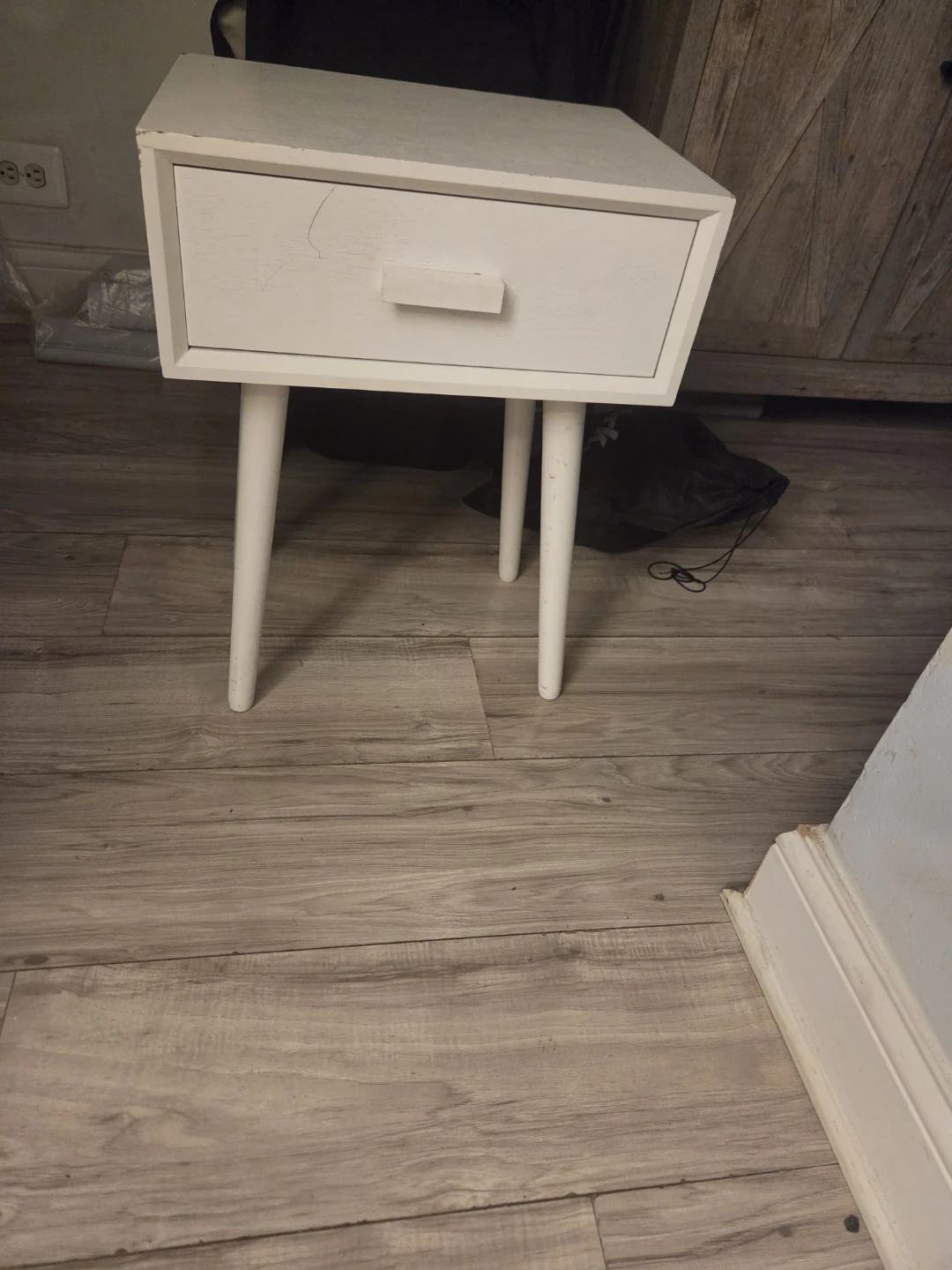 White Nightstand with Drawer