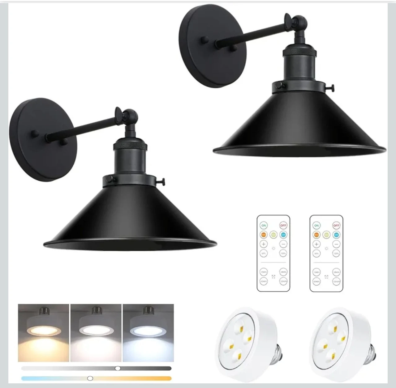 Battery Operated Wall Sconces with Remote Control (2 Pack)