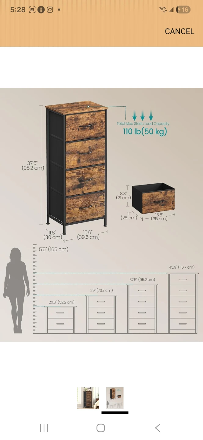SONGMICS 5-Drawer Chest of Drawers - photo 2