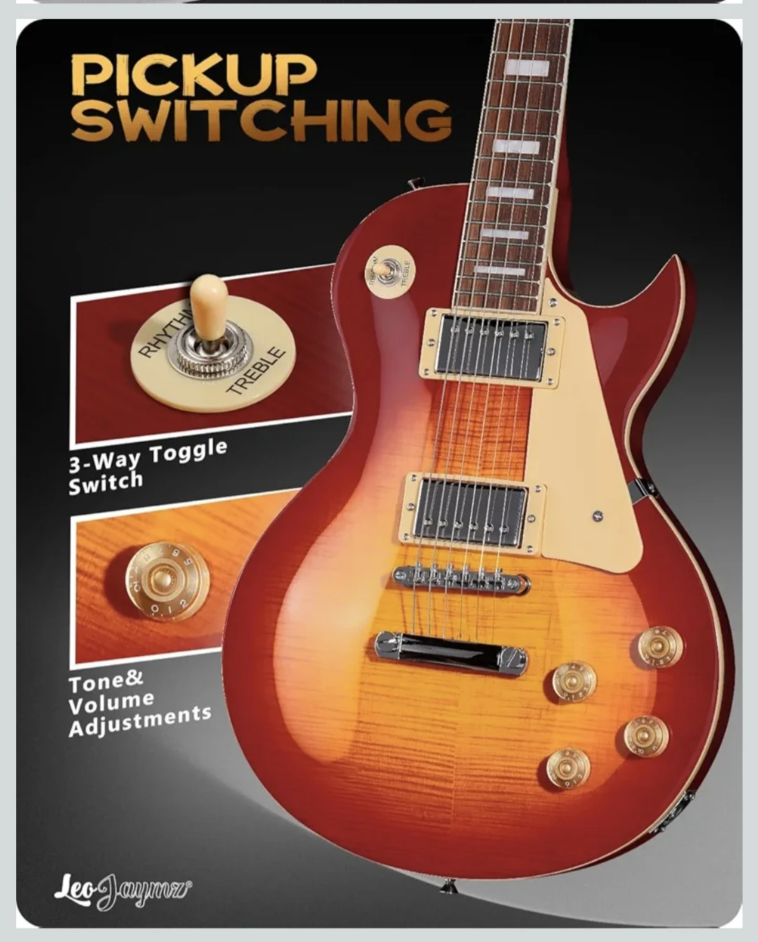 Leo Jaymz SC Series Electric Guitar - Cherry Sunburst - photo 3