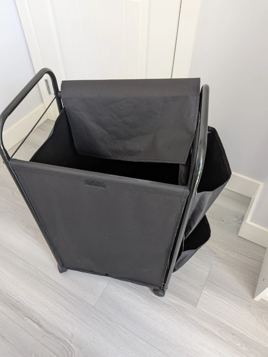 Black Rolling Laundry Hamper with Wheels - photo 3