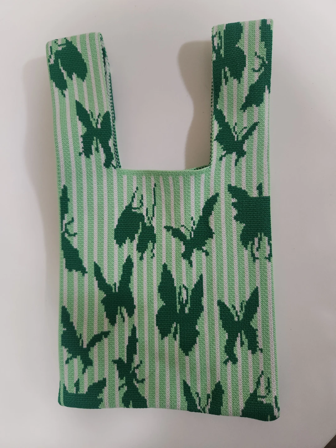 Green Butterfly Knit Tote Bag