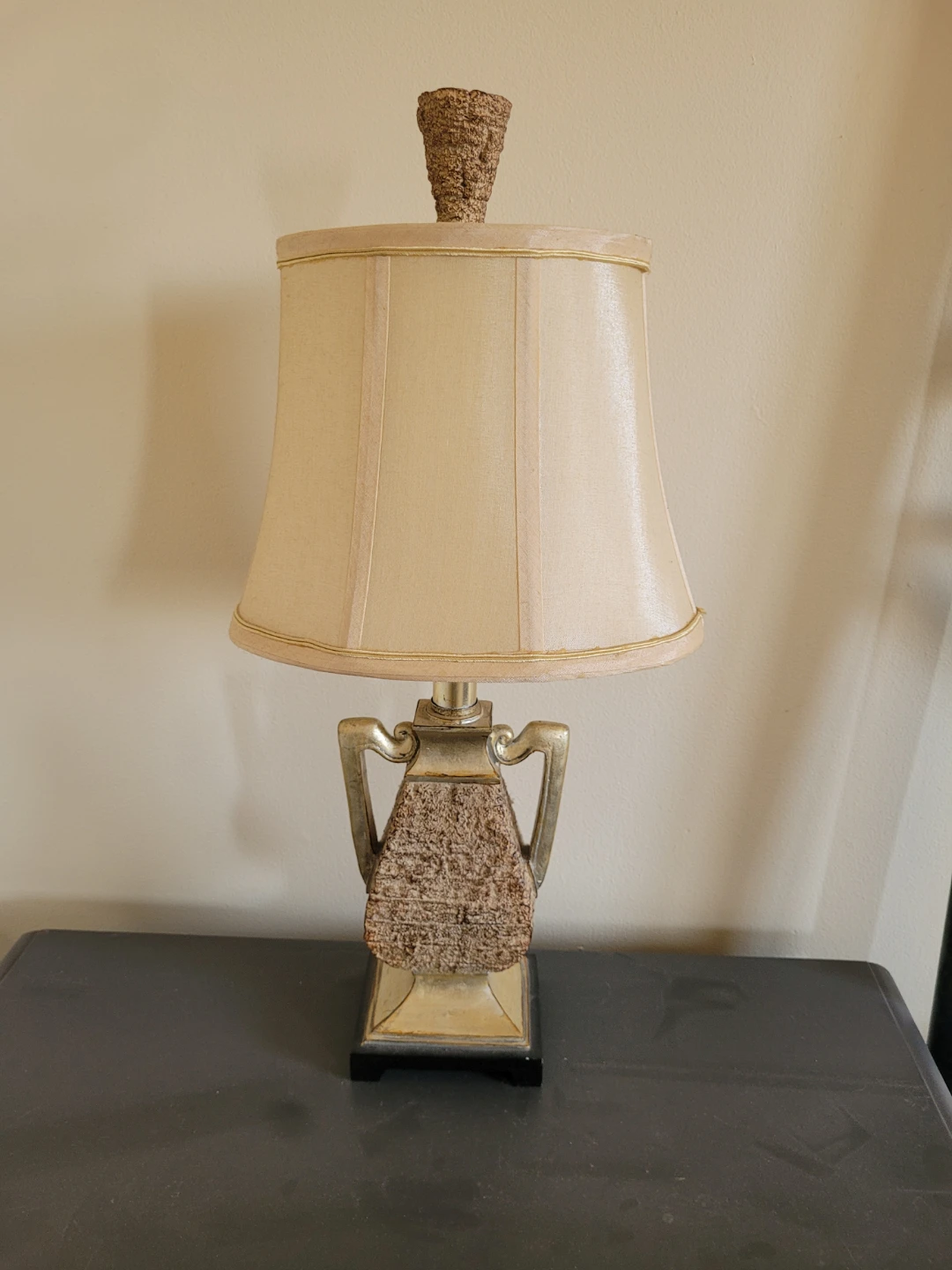 Set of 2 Table Lamps with Textured Beige Shades