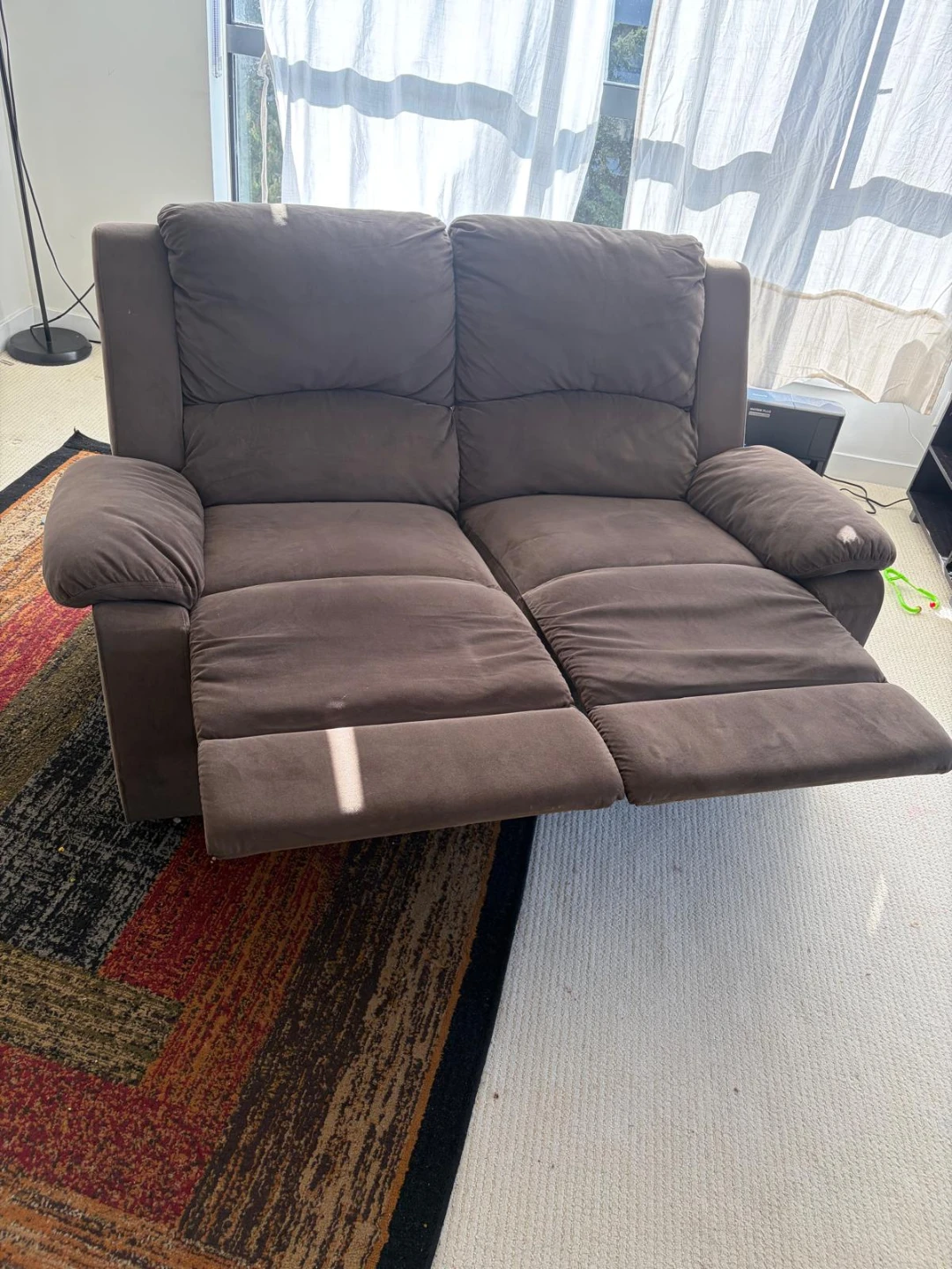 Brown Loveseat Recliner - photo 3