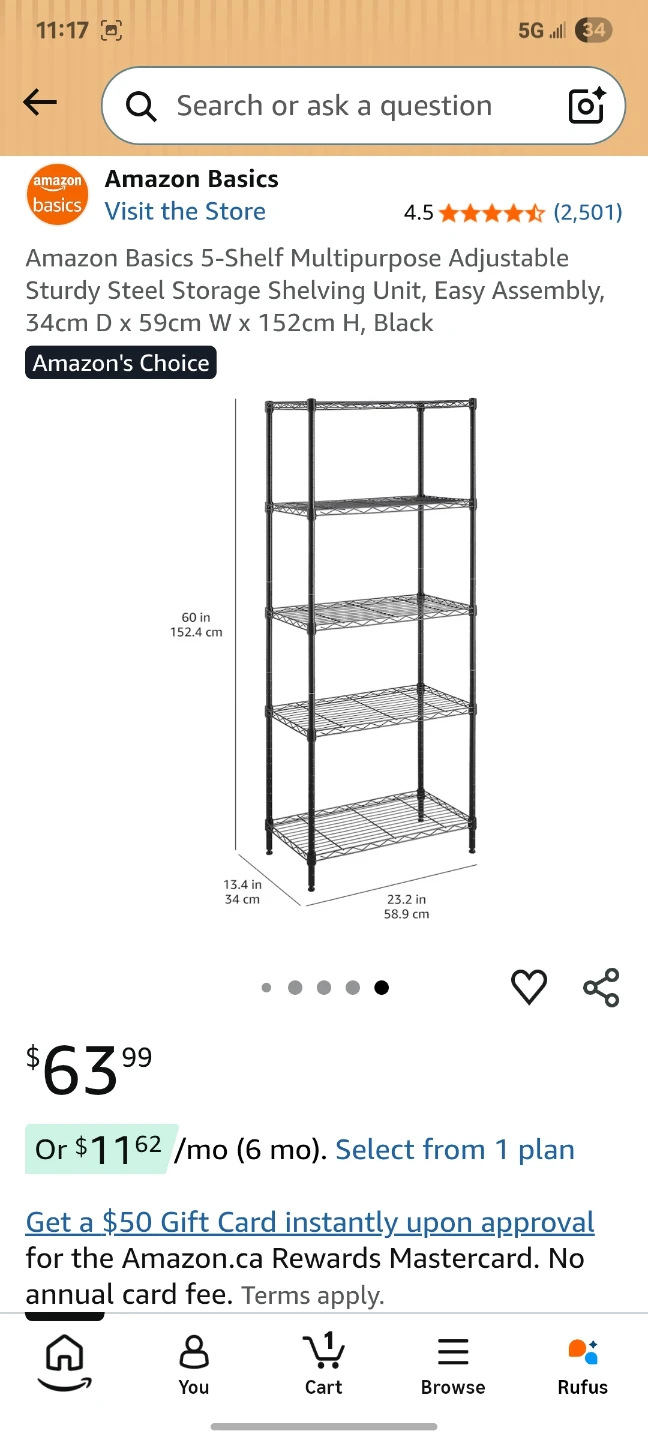 Amazon Basics 5-Shelf Steel Rack for storage - photo 2