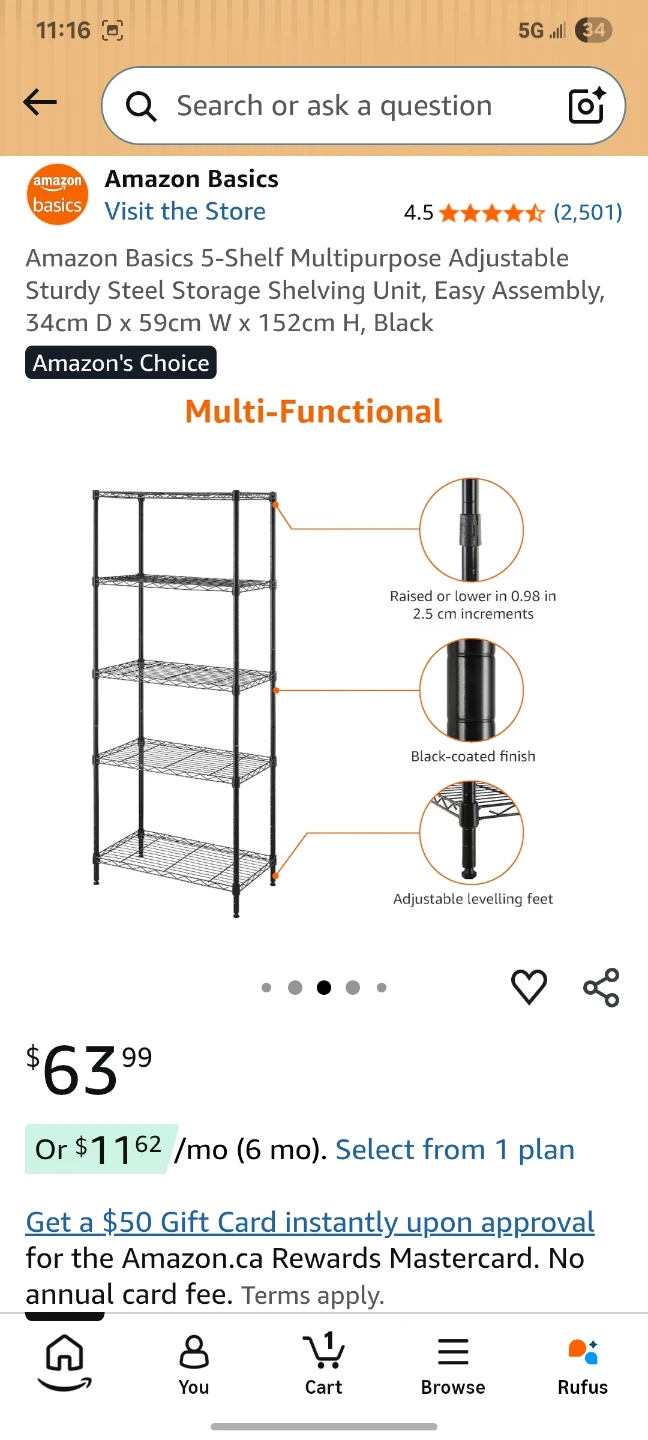 Amazon Basics 5-Shelf Steel Rack for storage - photo 3