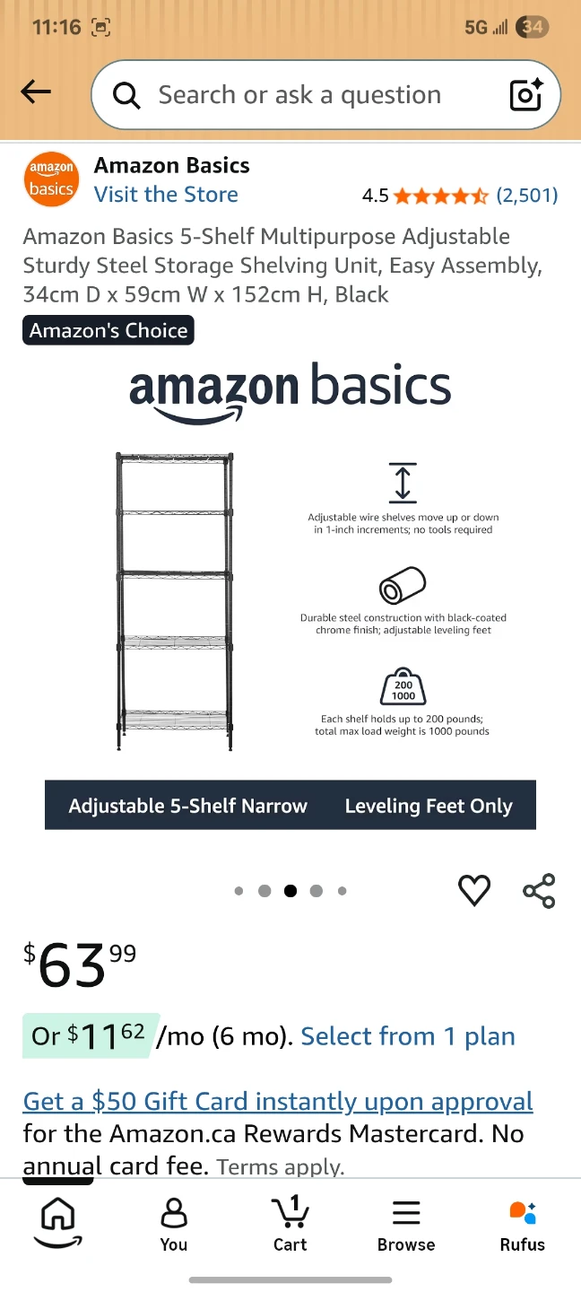 Amazon Basics 5-Shelf Steel Rack for storage - photo 4