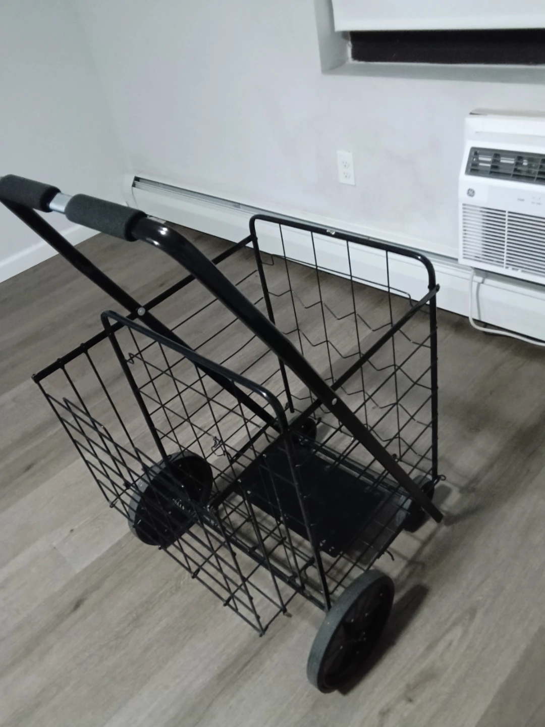 Black Metal Rolling Shopping Cart with Handle - photo 2