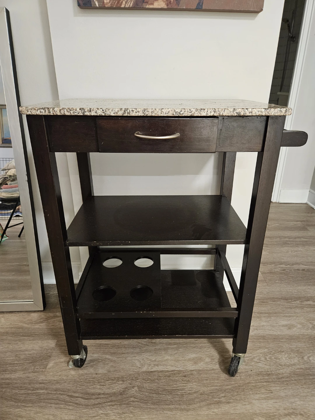 Kitchen Cart with Granite Top & Mirror