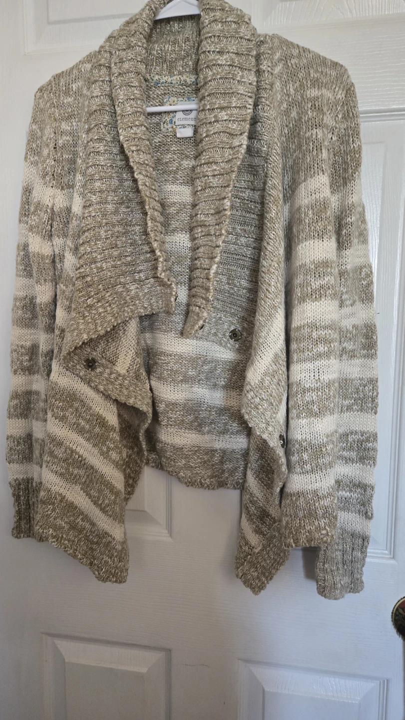 C Element Women's Striped Open Front Cardigan