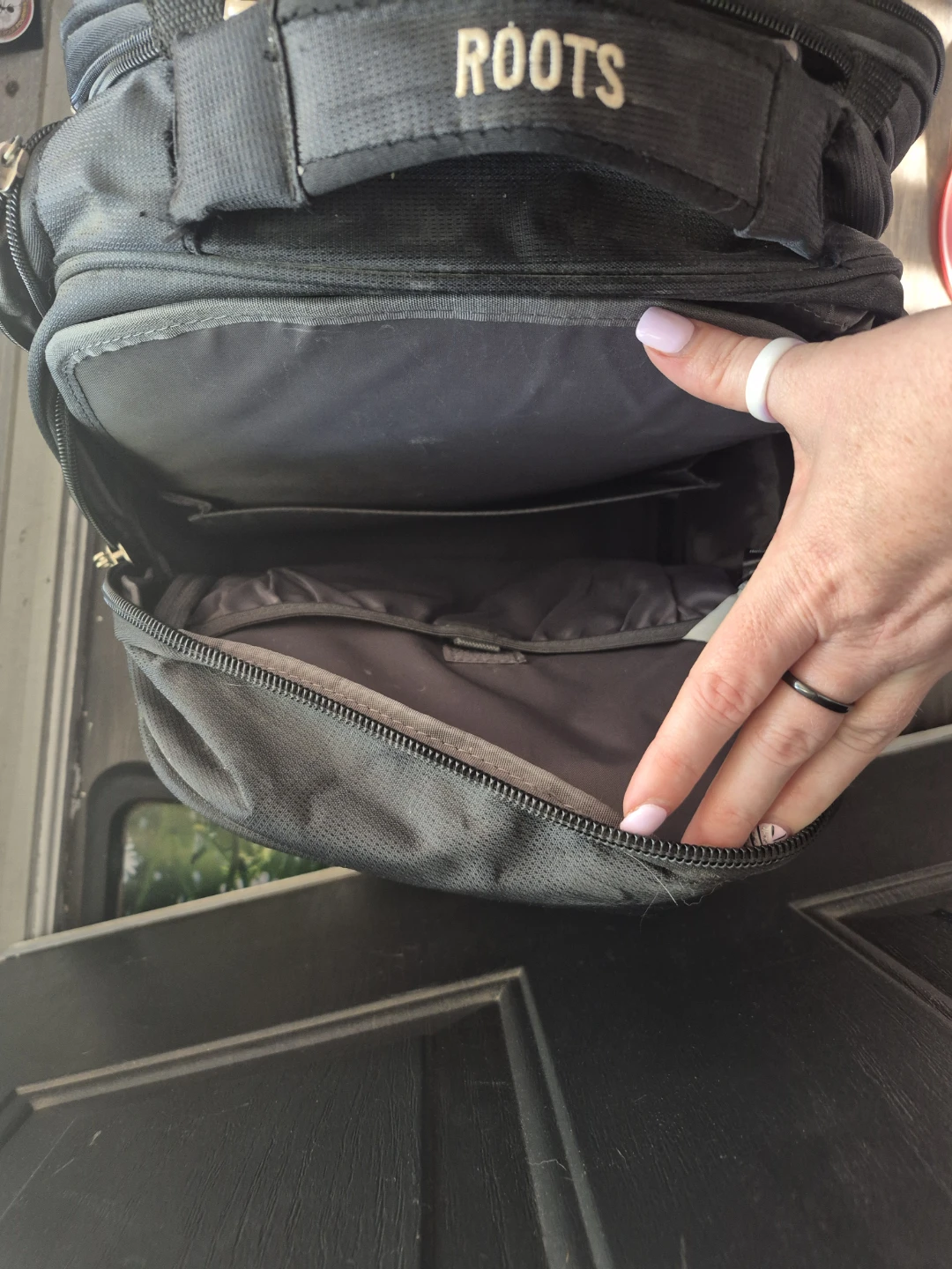 Roots Black Rolling Backpack