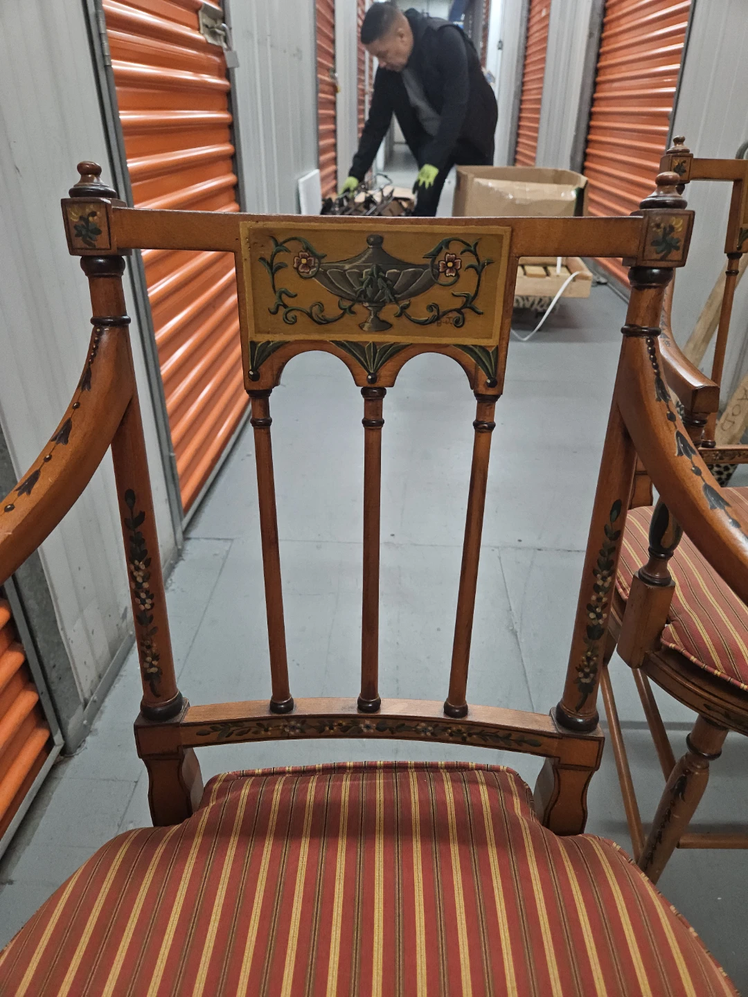 Vintage Arm Chairs Set of 2 - Decorative Wood and Upholstered - photo 2