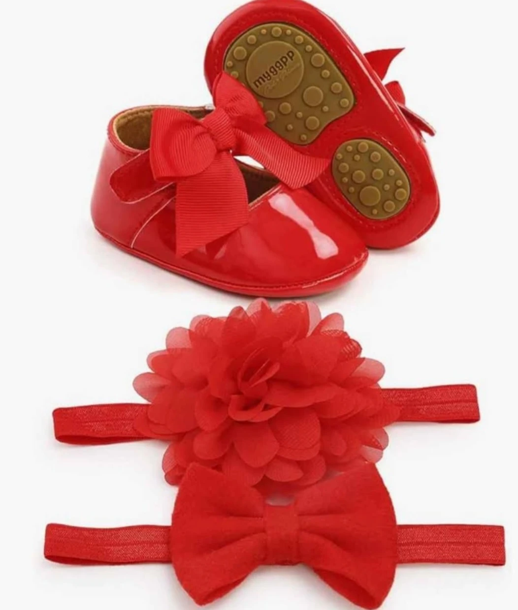 Myggpp Red Baby Shoes & Headband Set from 0-6 months - photo 2
