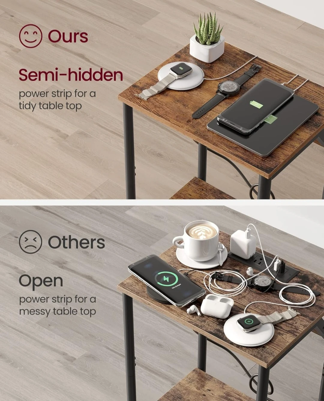 Rustic End Table with Built-in Charging Station - photo 4
