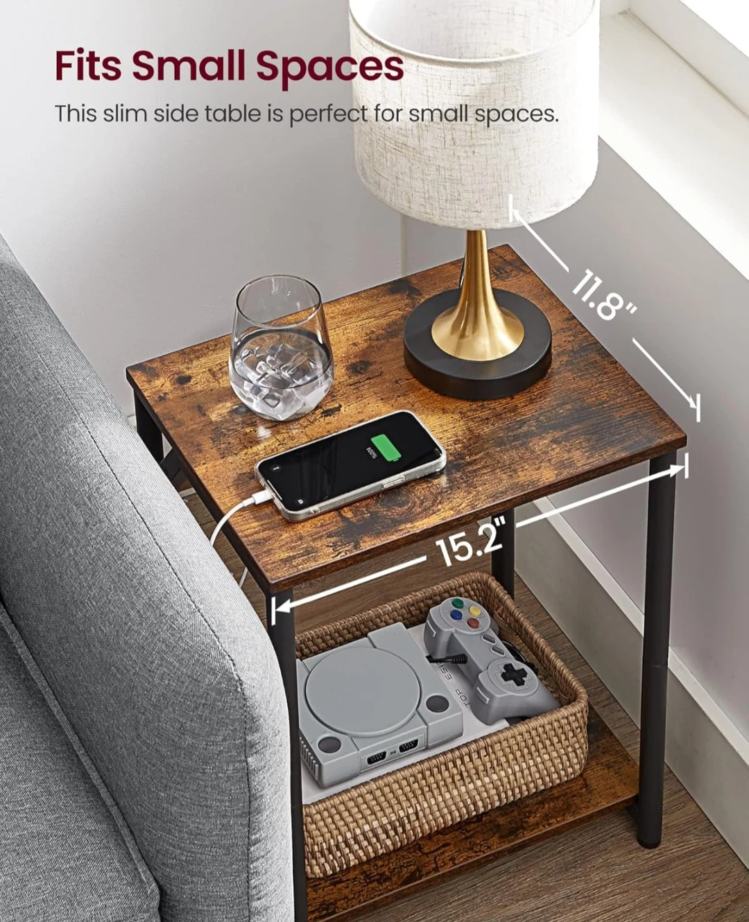 Rustic End Table with Built-in Charging Station - photo 5
