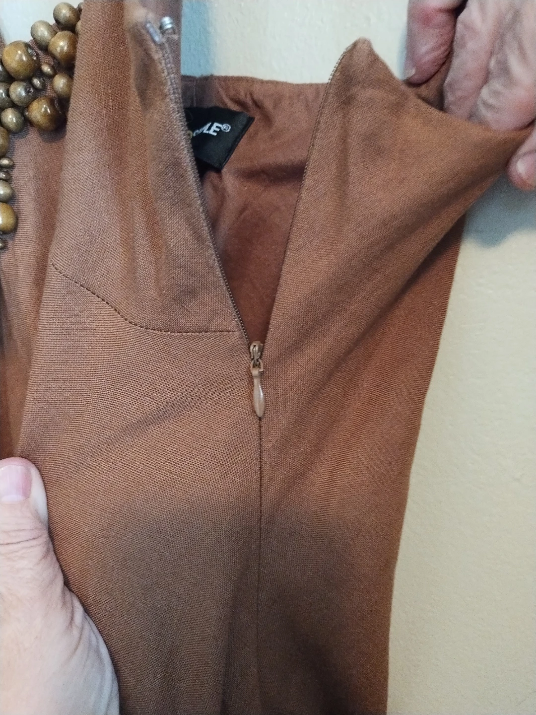 Metrostlye Brown Beaded Maxi Dress Size 10 - photo 2