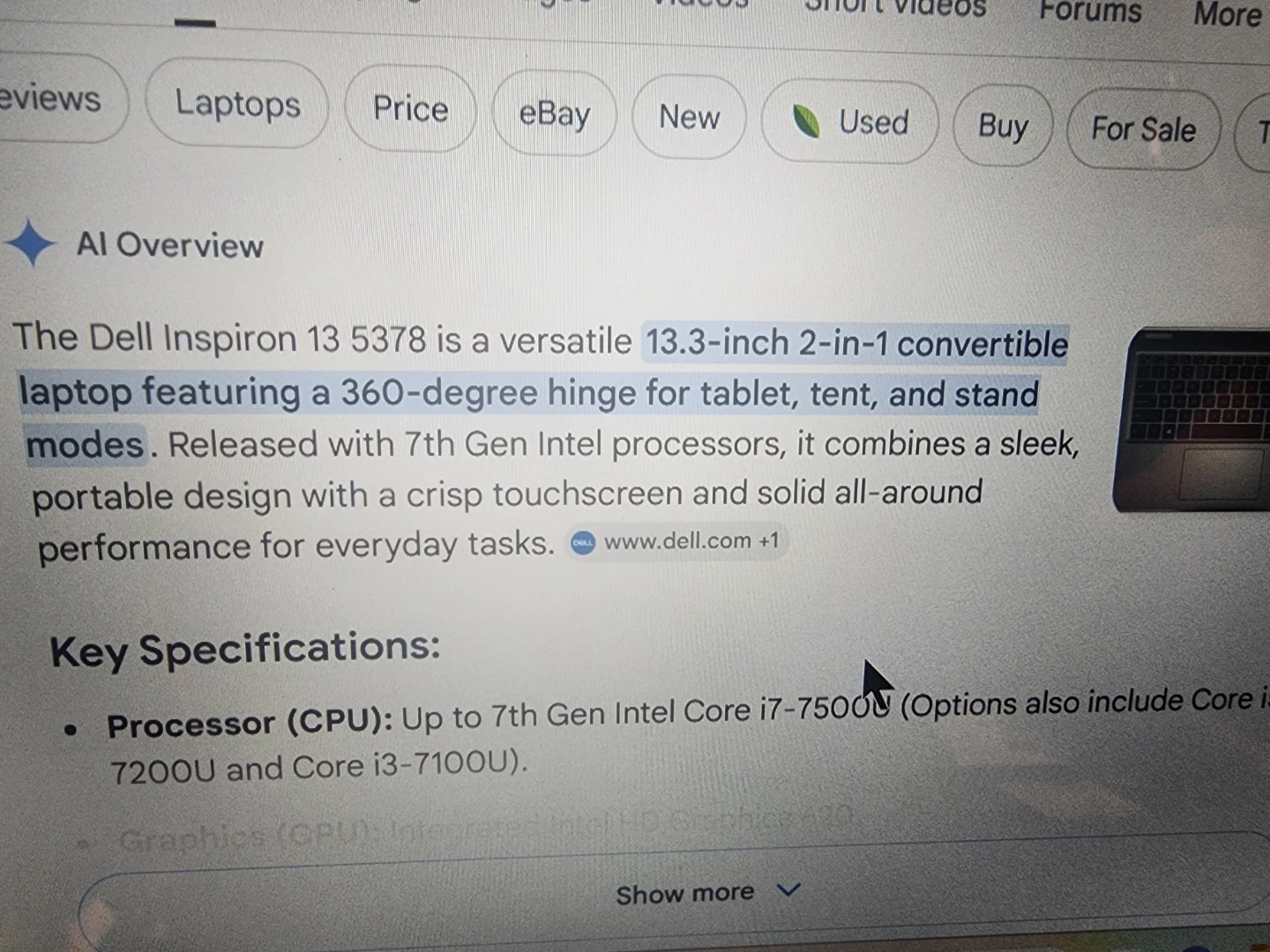 Dell Inspiron 13 5378 2-in-1 Touchscreen Laptop - photo 4
