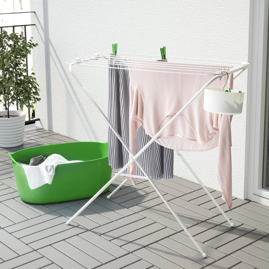 White Folding Clothes Drying Rack - photo 3
