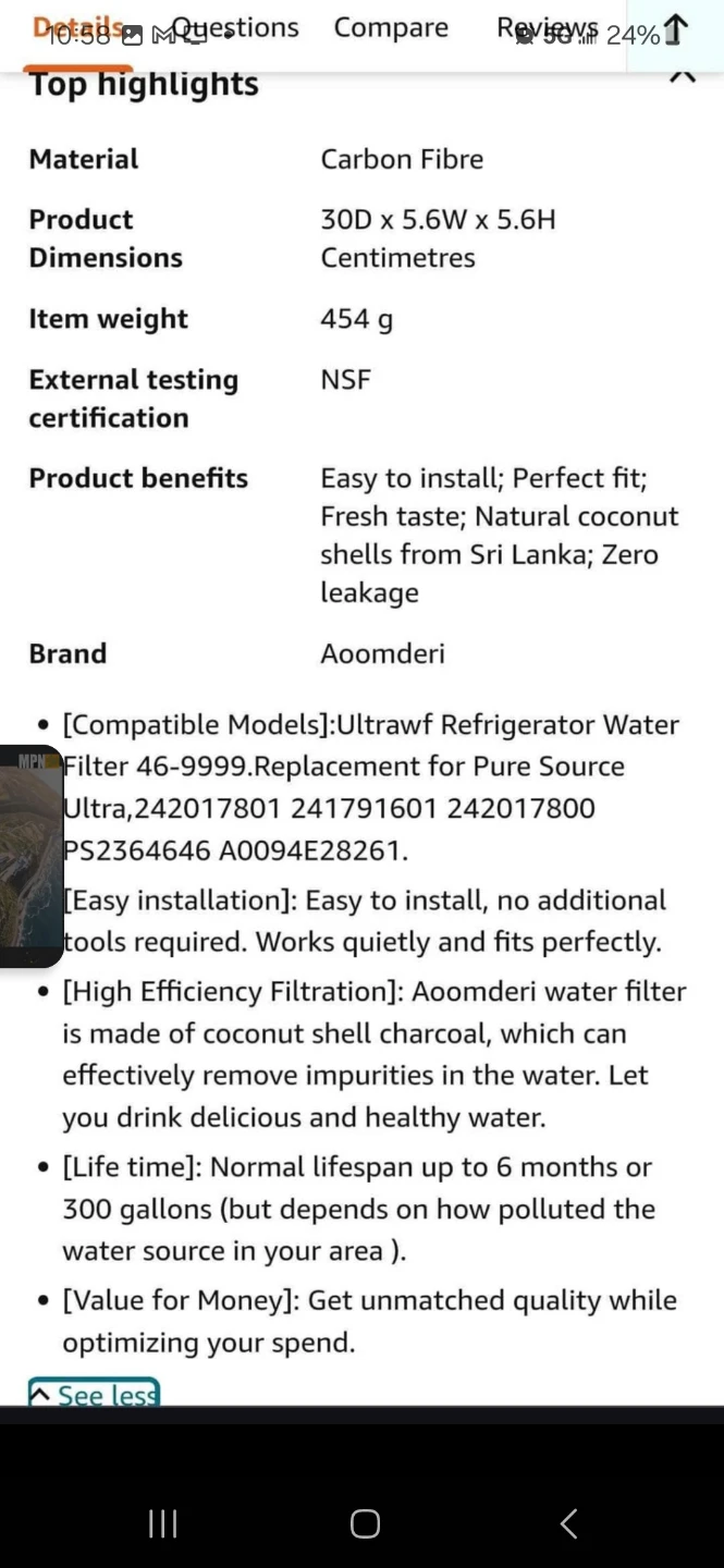 Aoomderi ULTRAWF Filter Compatible 46-9999 Frigidaire, Kenmore - photo 5