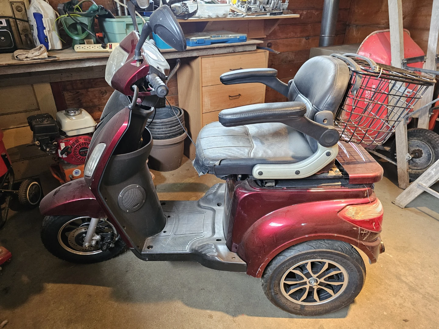 Red 3-Wheel Mobility Scooter with Basket