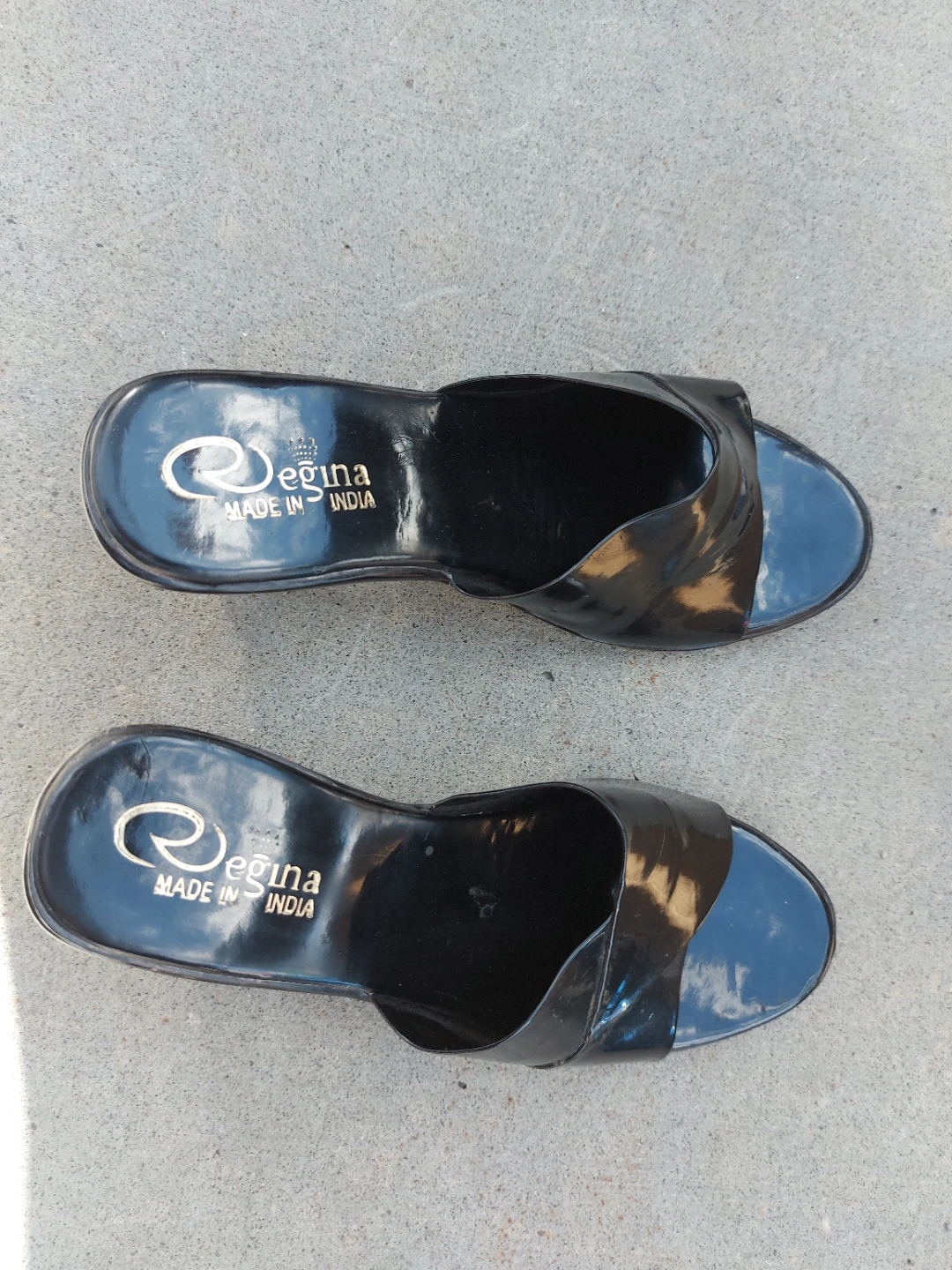 Regina Black Patent Slip-On Mules